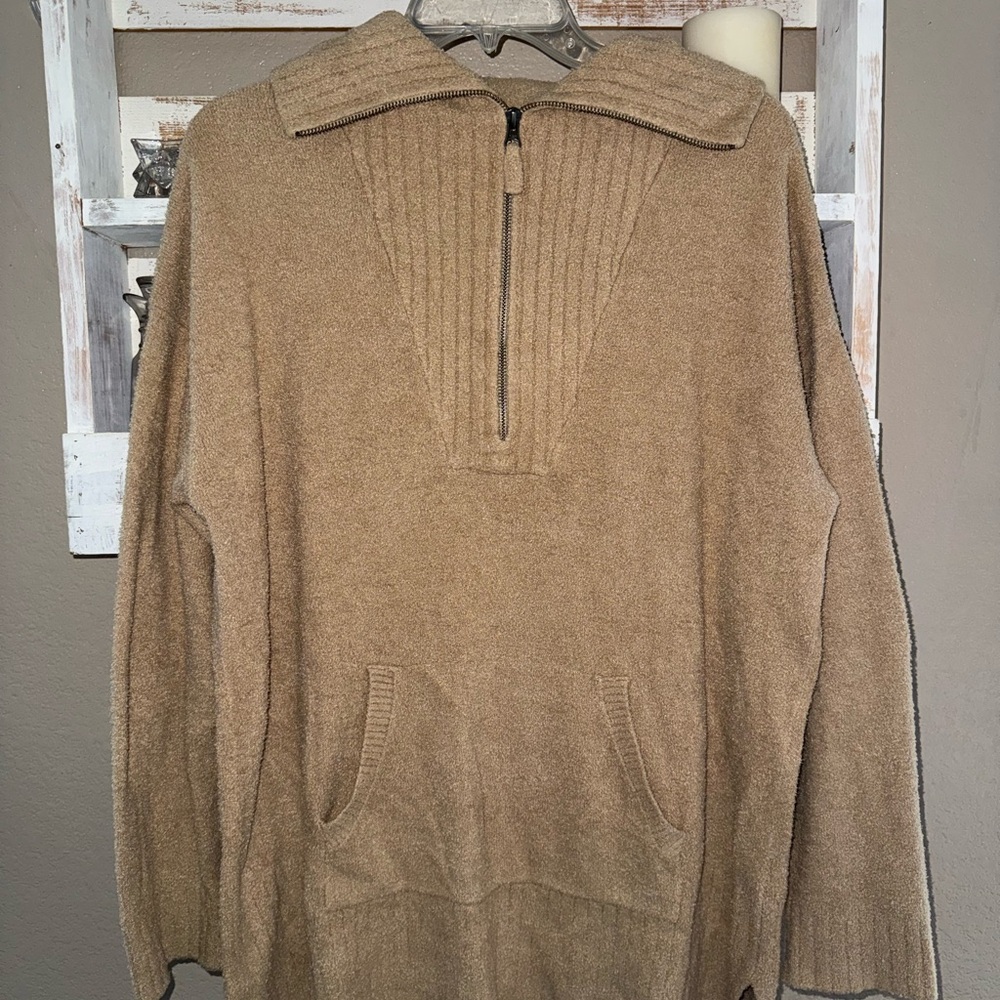 Barefoot Dreams Women’s Tan Zip-Up Sweater